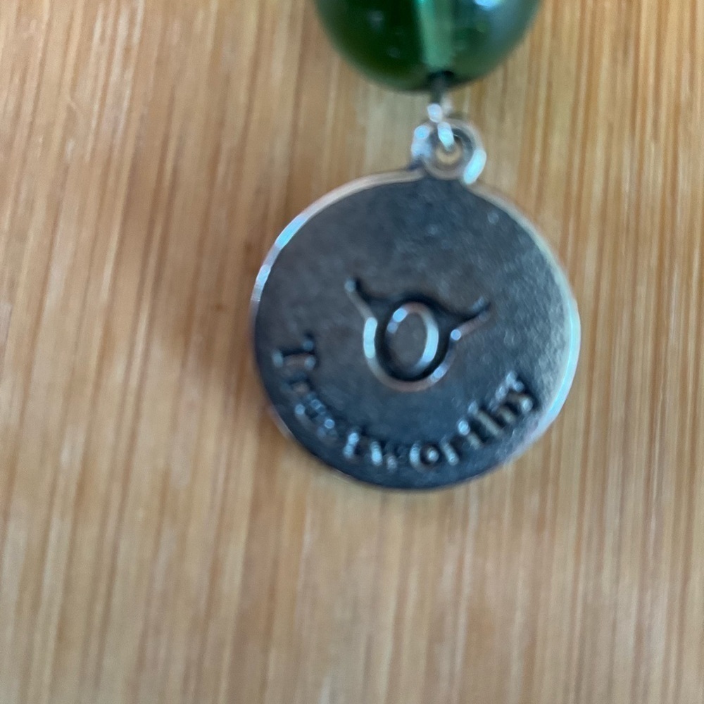 Hand Crafted Zodiac Earrings Taurus Charm Green Lime Beads Silver Heart Pierced - Picture 5 of 9